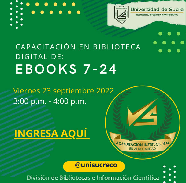 Nueva suscripción de libros electrónicos: Capacitación en Biblioteca Digital E-Books 7-24